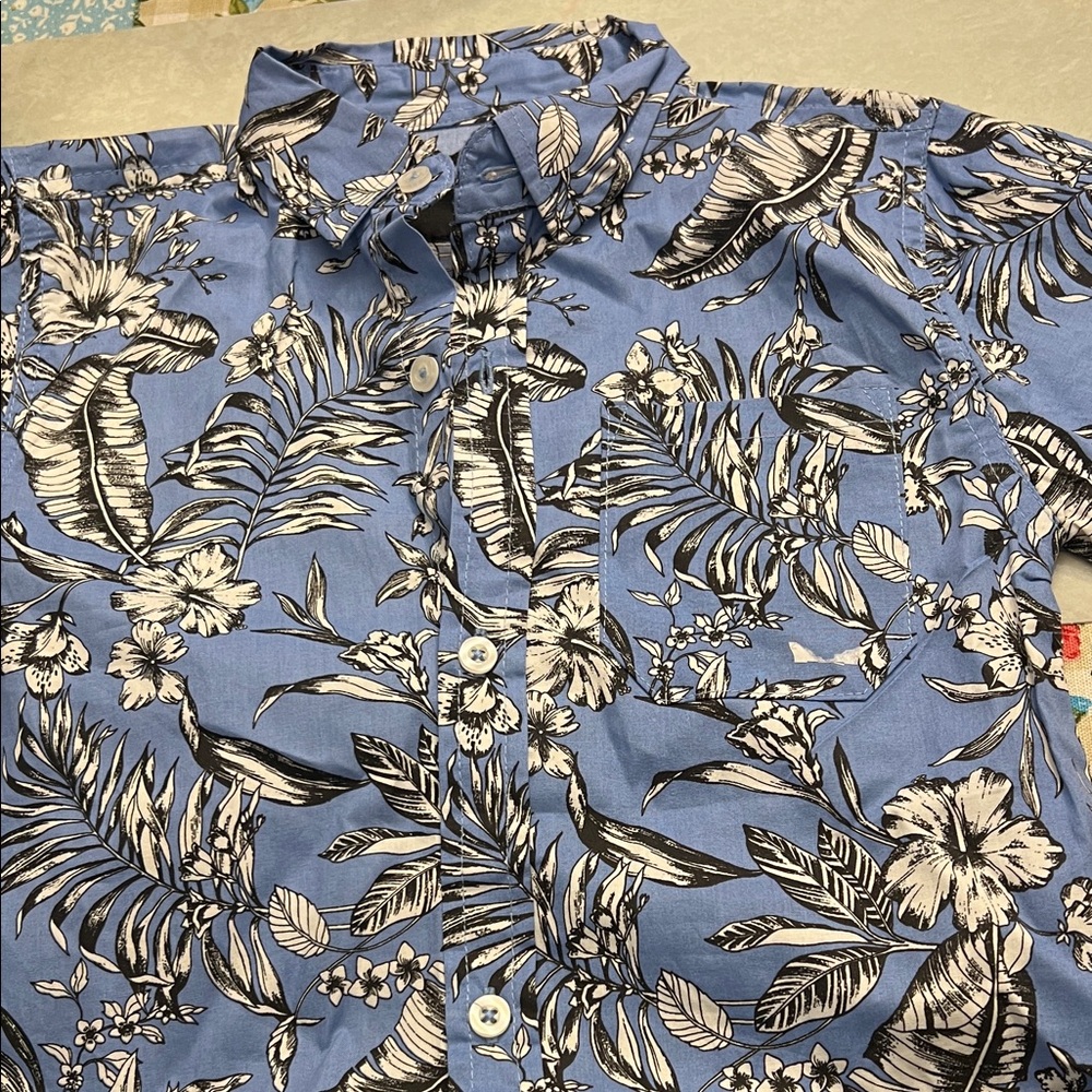 Kids' Blue Floral Button-Down Shirt